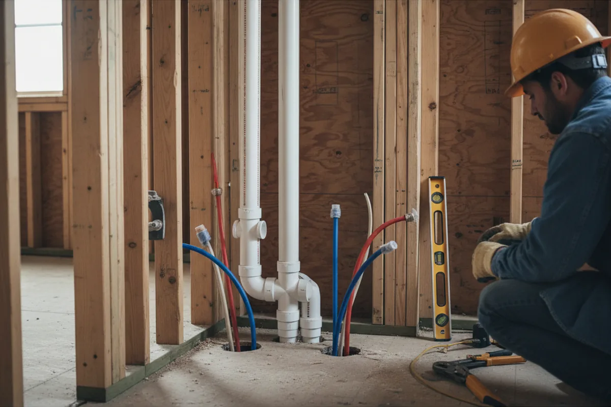 Drain and supply rough-in during Sump Pump Repair in Joliet